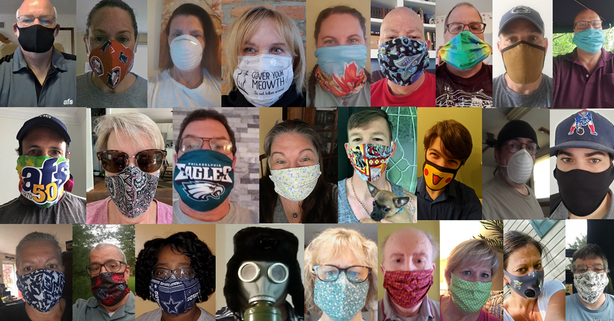collage of AFS team wearing masks during COVID