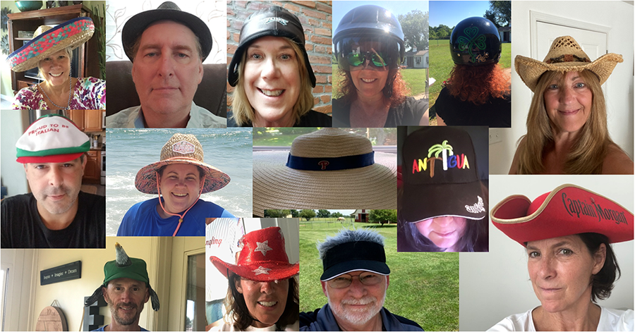 collage of AFS team wearing hats