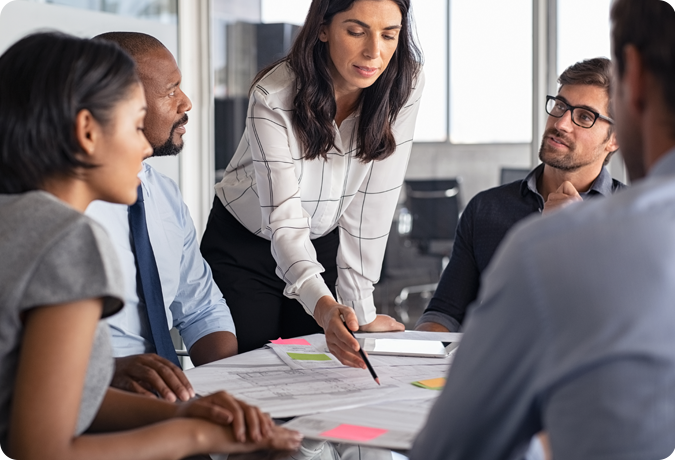 business people in meeting around a table