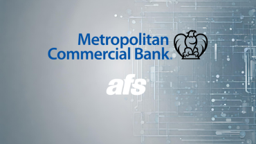 Metropolitan Commercial bank and afs logos on a grey background